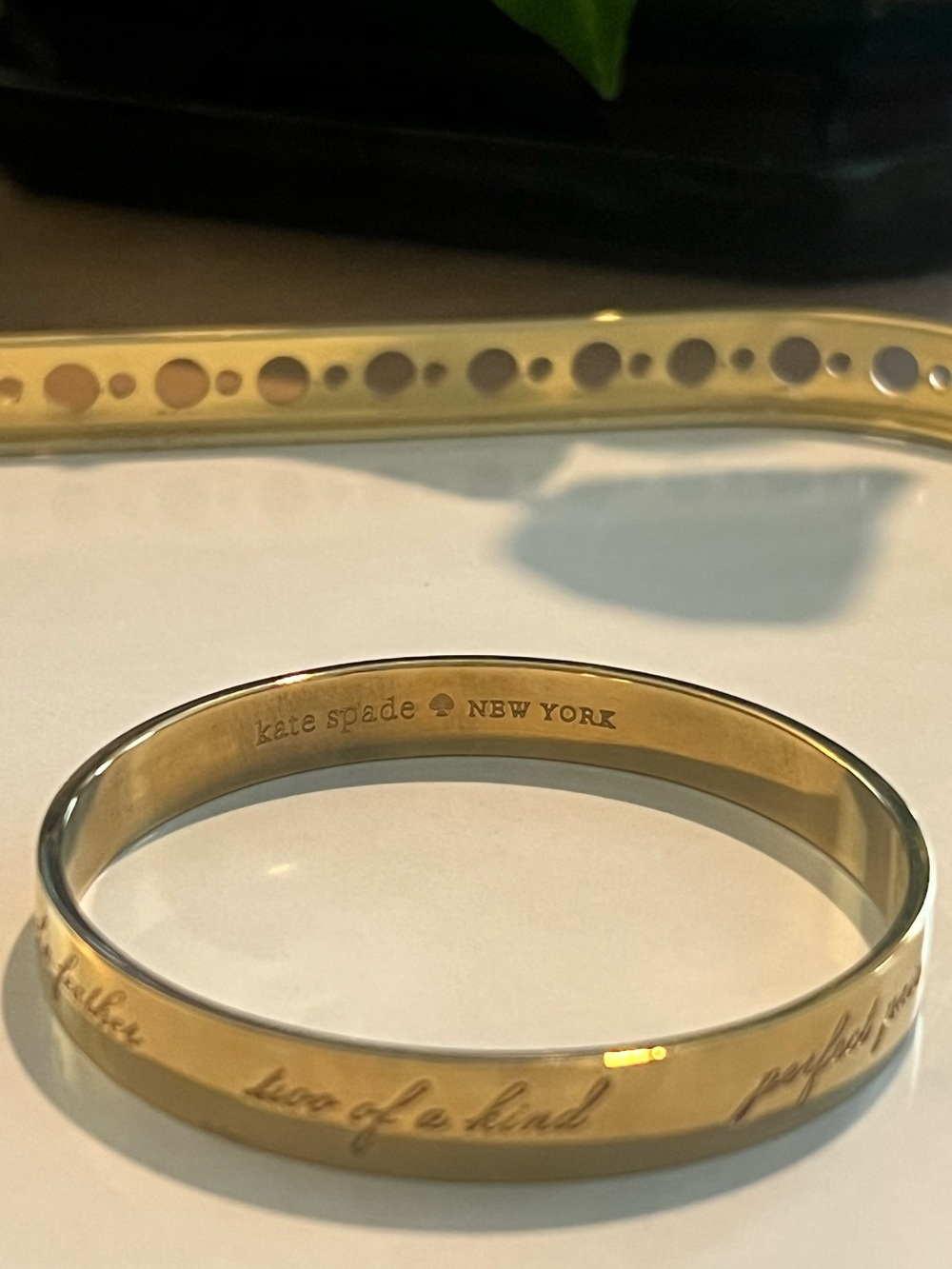 Kate Spade Gold Engraved 'Sidekicks' Best Friend Bangle Bracelet with Dust Bag - Picture 4 of 6